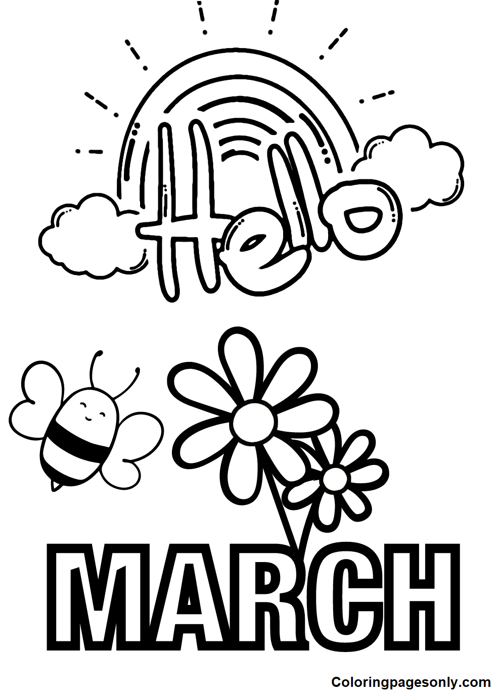 March 2023 calendar Coloring Pages - Free Printable Coloring Pages