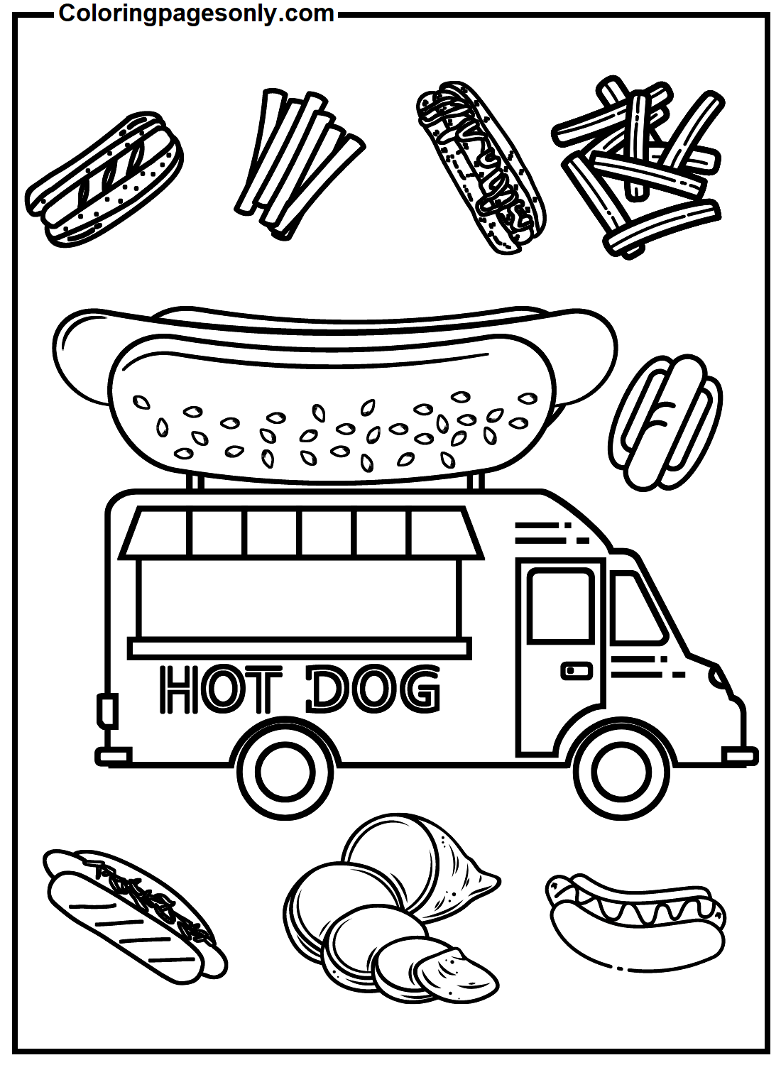 Hot Dog Food Truck Coloring Pages