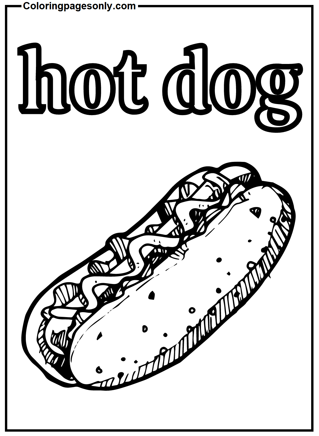 Hot Dog Free Coloring Pages