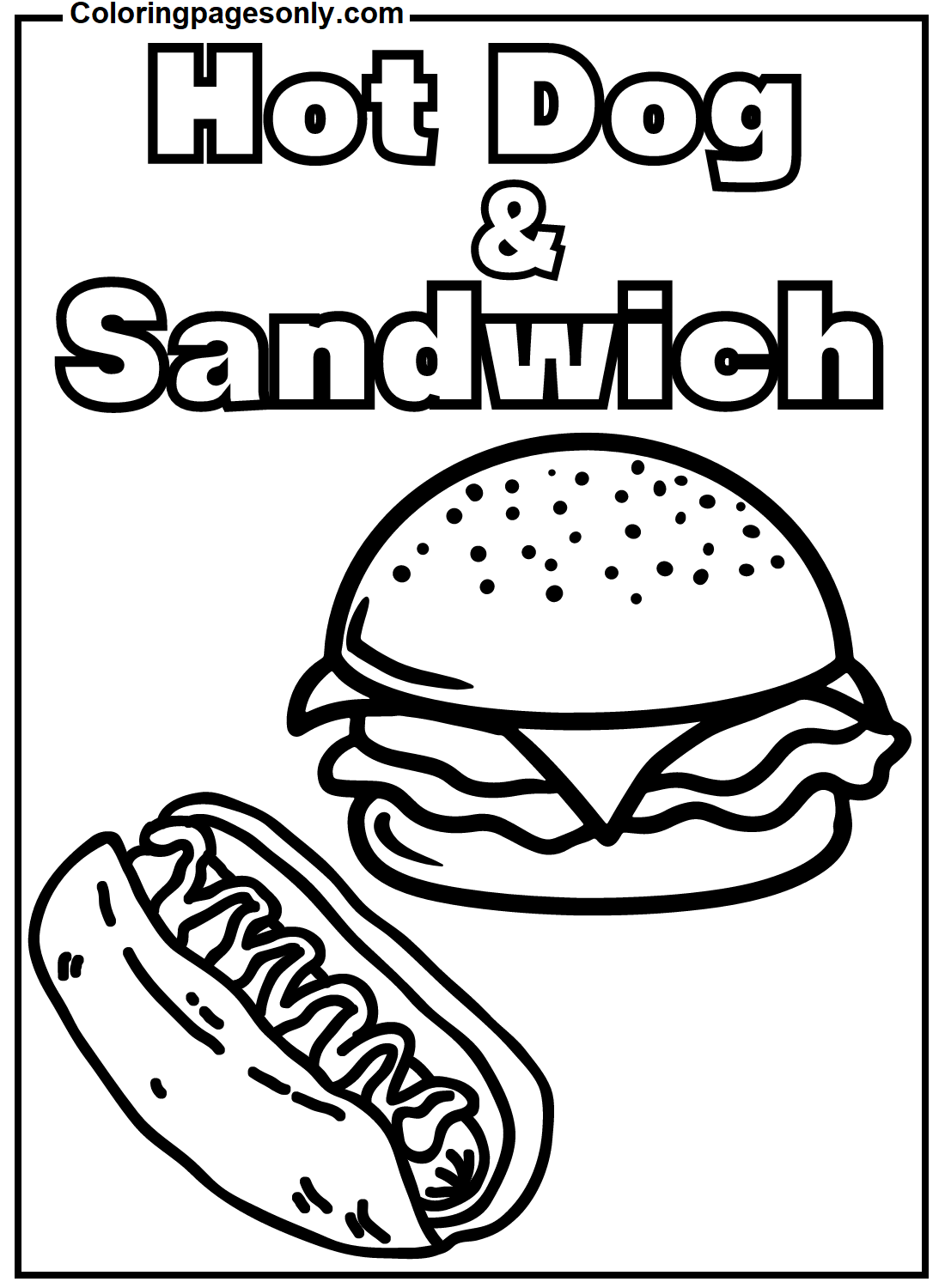 Hot Dog Sandwich Coloring Pages