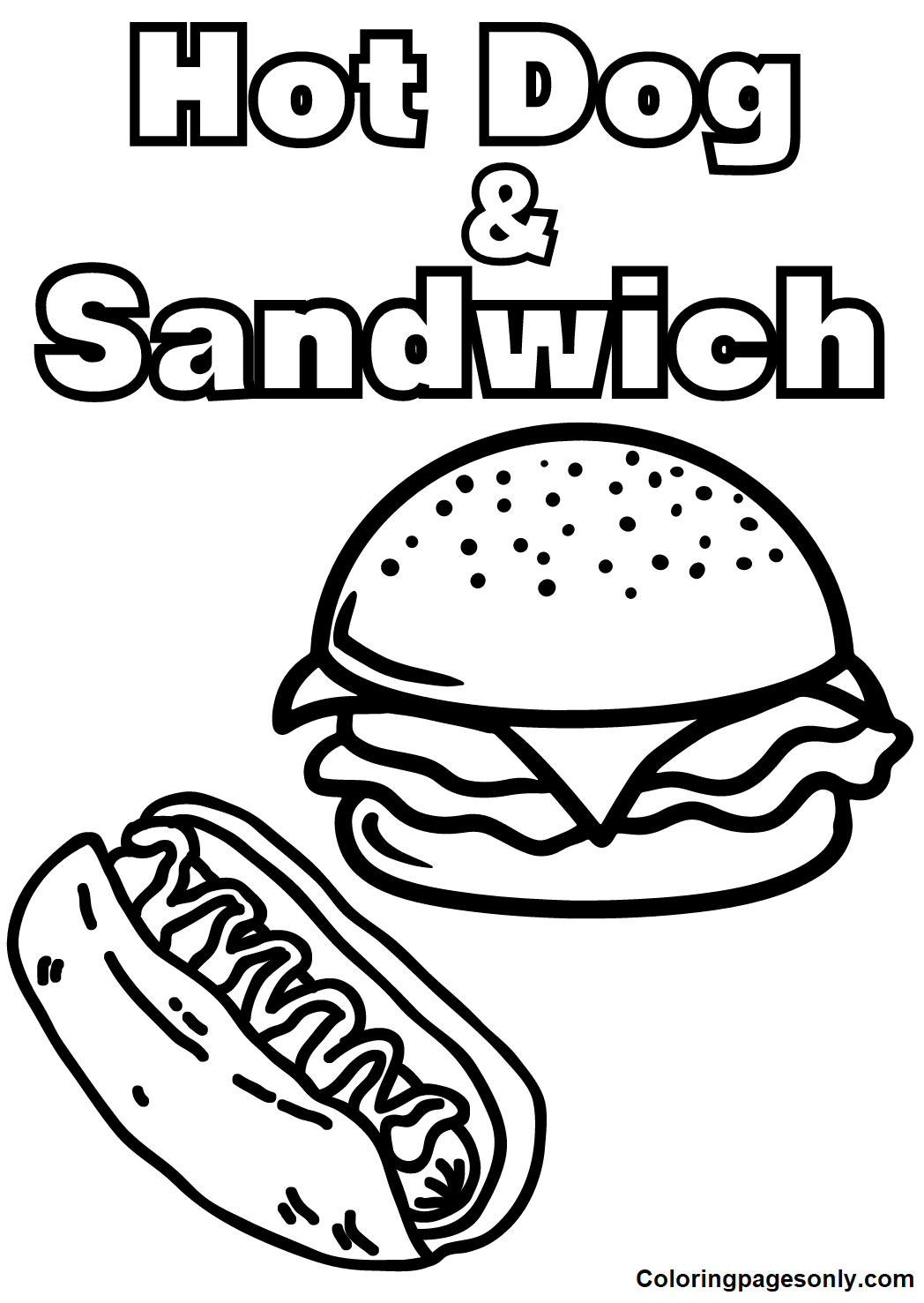 Hot Dog Sandwich Coloring Pages