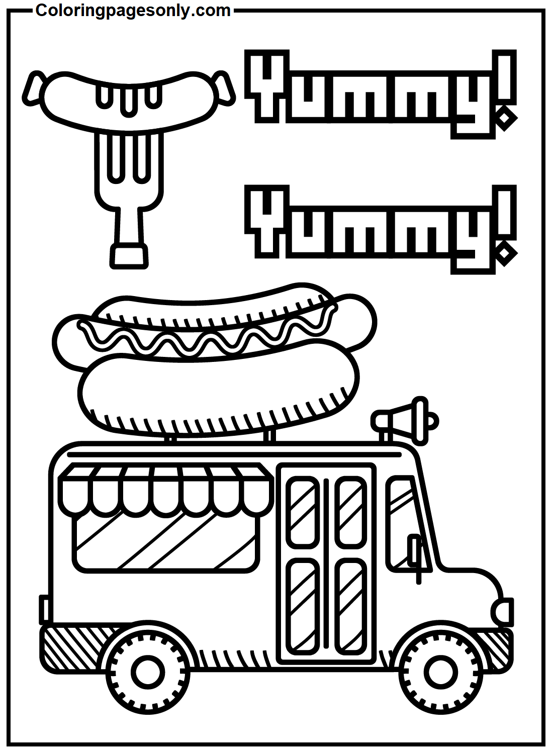Hot Dog Van Coloring Pages