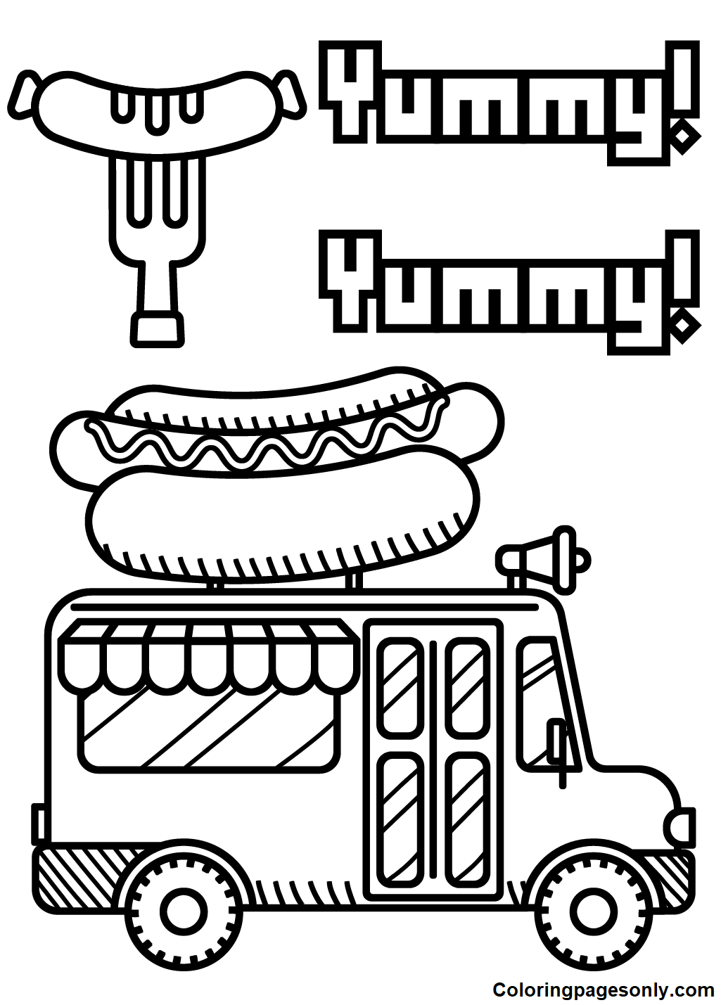 Hot Dog Van Coloring Pages