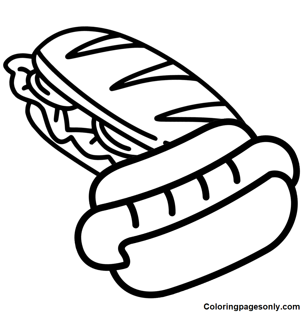 Hot Dog with Sandwich Coloring Pages