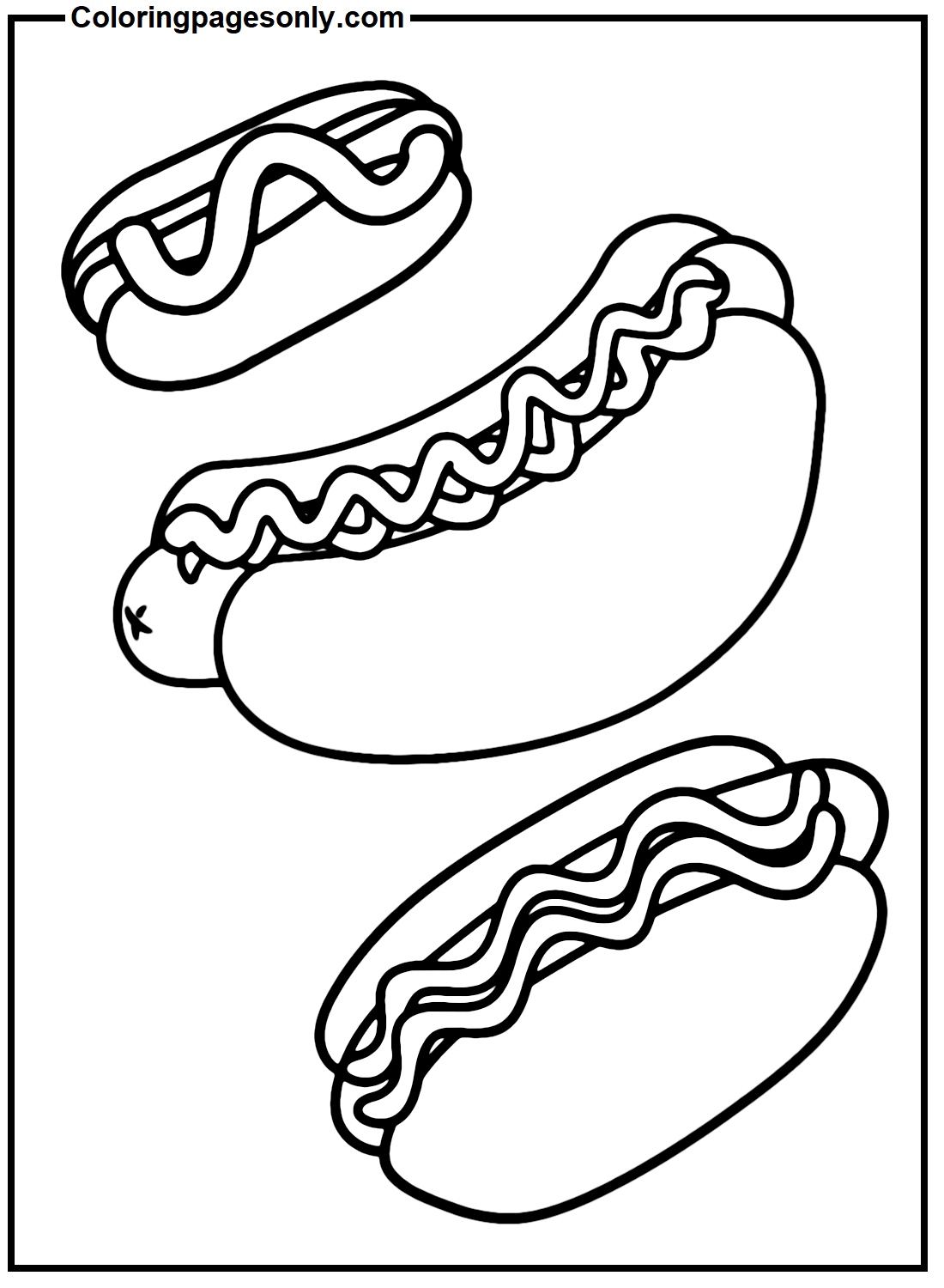 Hot Dogs Printable Coloring Pages
