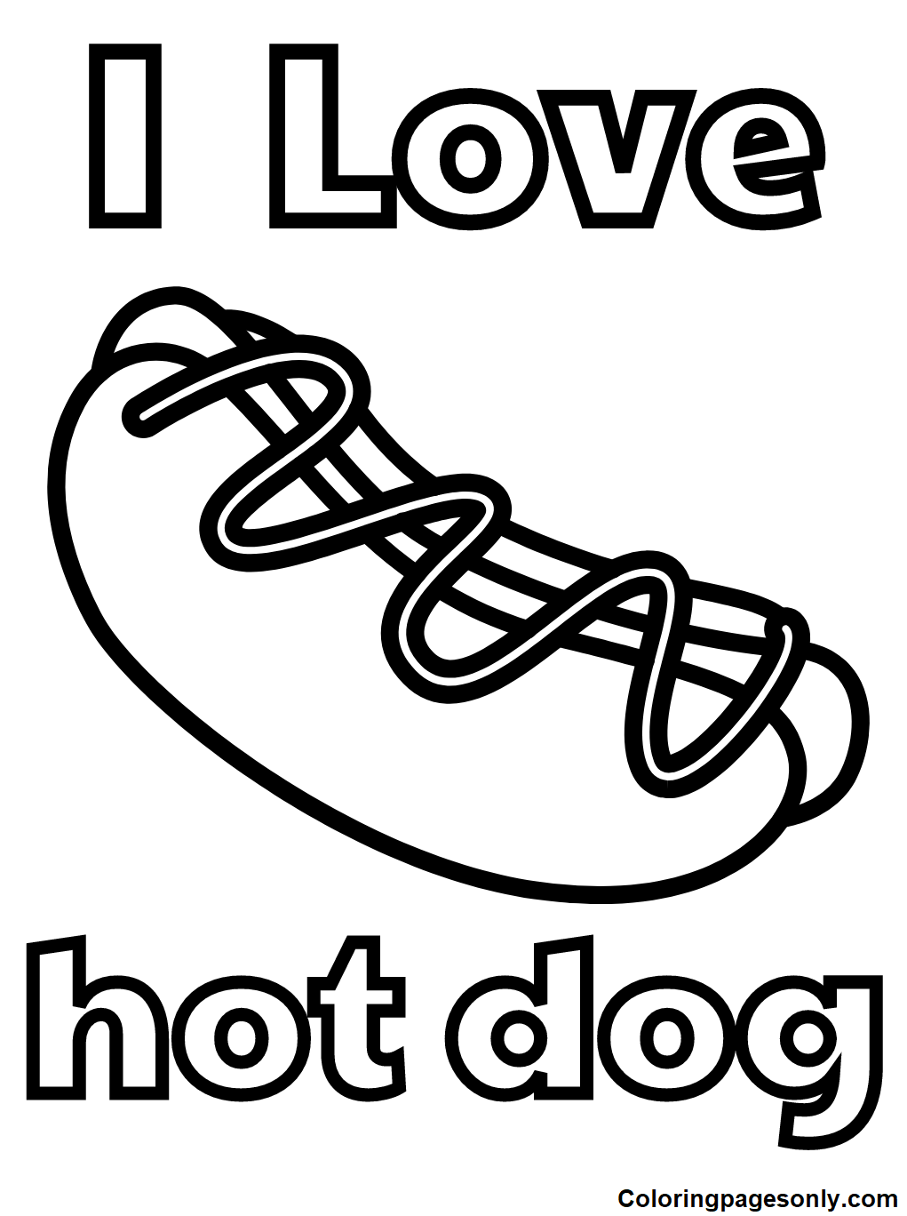 I Love Hot Dog Coloring Pages