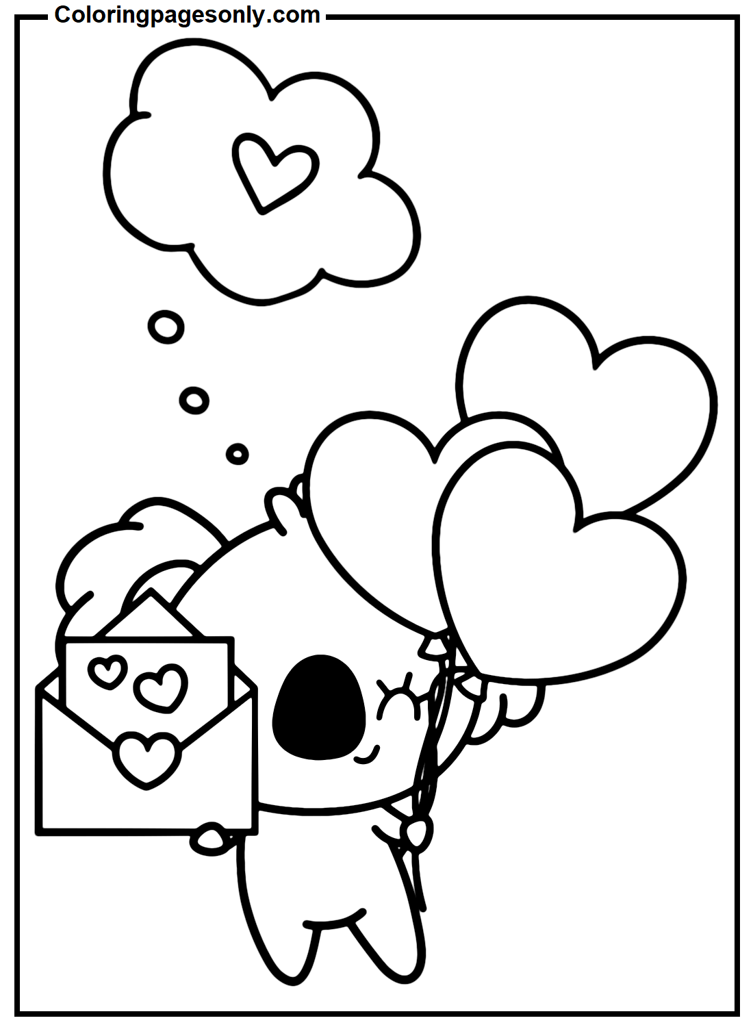 Koala Valentine's Day Coloring Pages