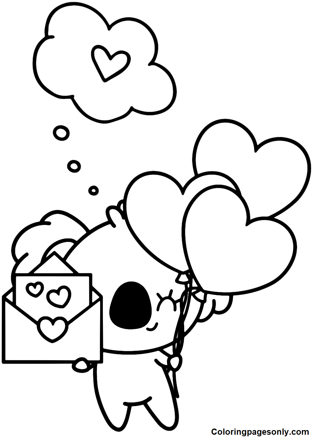 Koala Valentine’s Day Coloring Pages