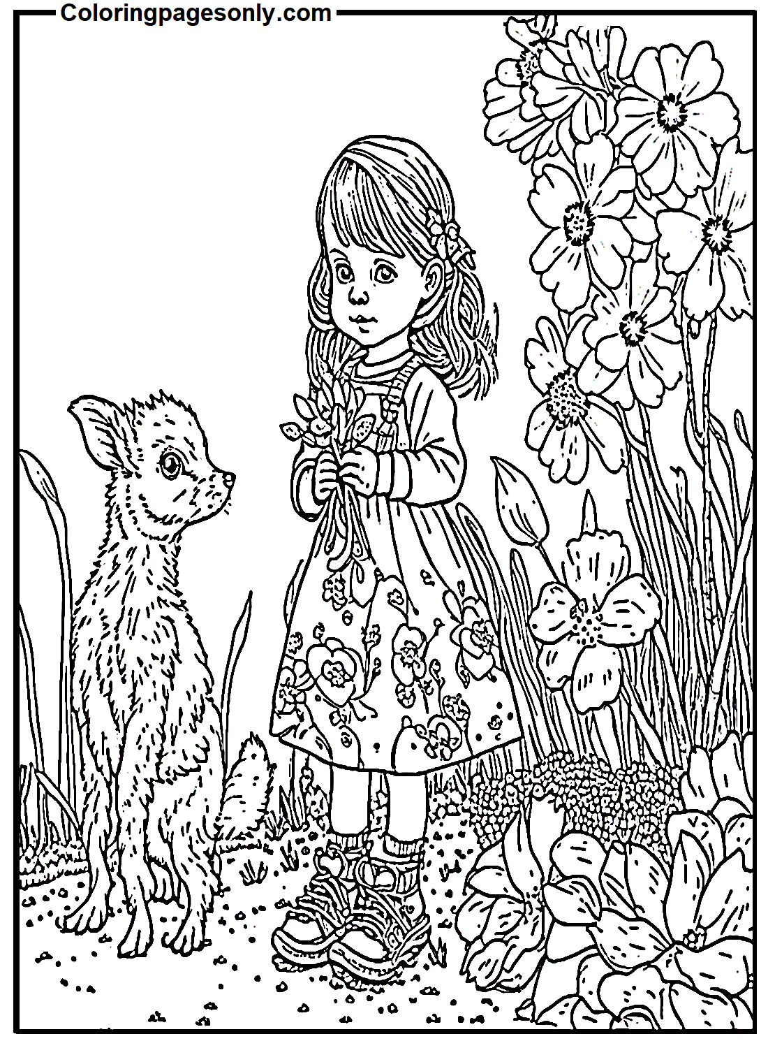 Маленькая девочка с цветами, март 2024 г.