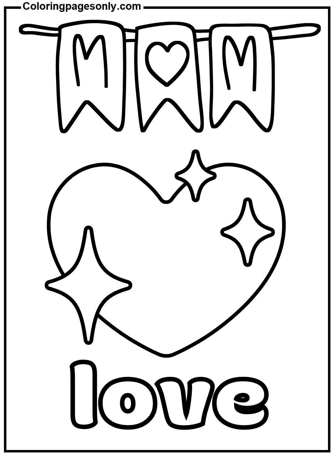 Love Mom Picture Coloring Page