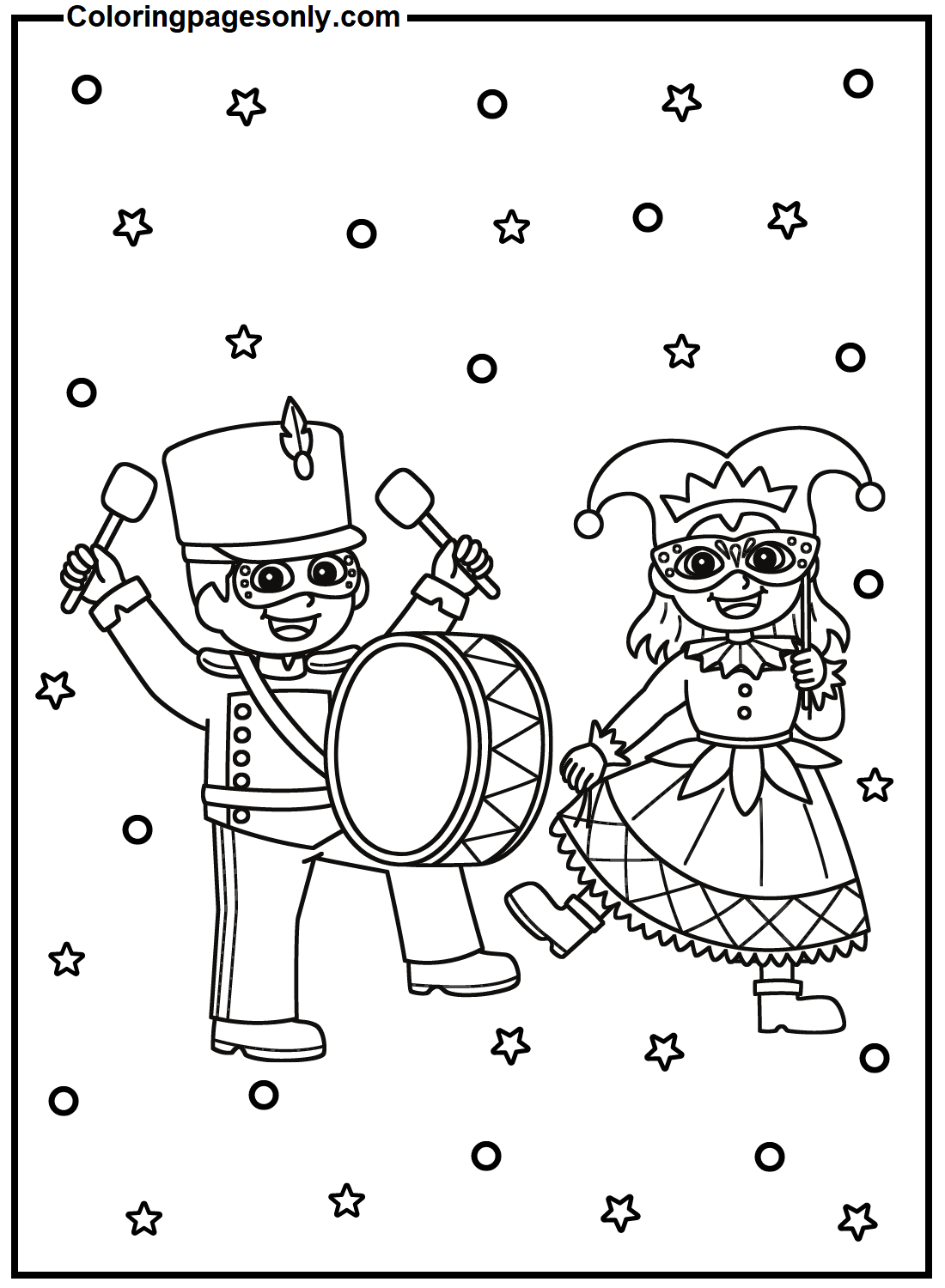 Mardi Gras Boy And Girl Coloring Pages