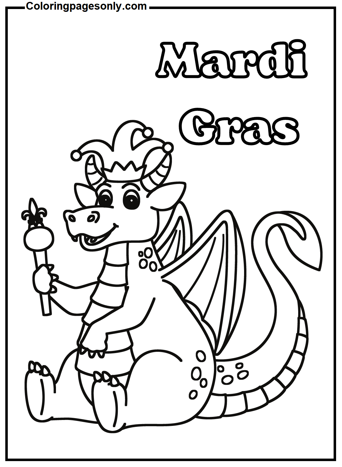 Mardi Gras Crown King Crocodile Coloring Pages