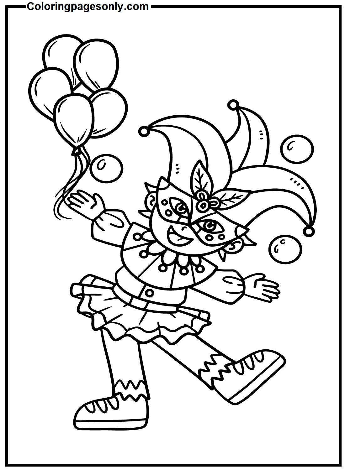 Mardi Gras Jester Boy Coloring Page