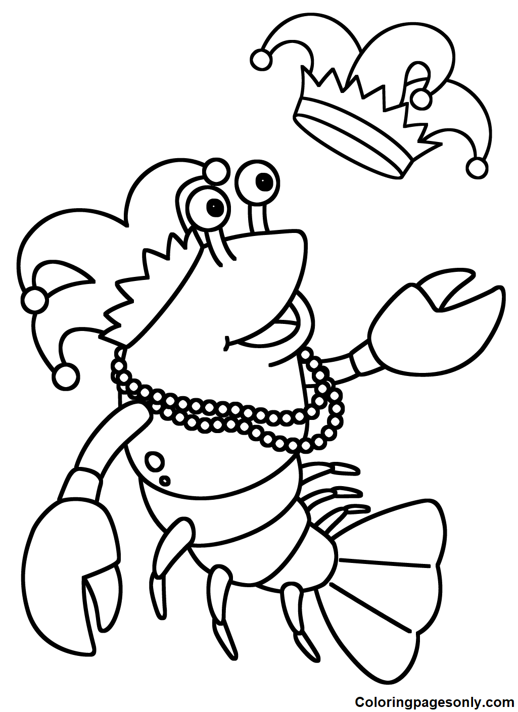 Mardi Gras Jester Crawfish Coloring Pages