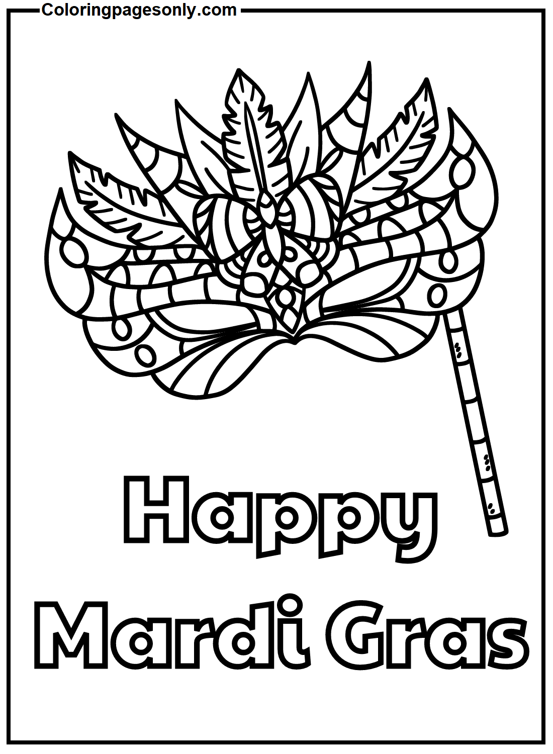 Mardi Gras With Beautiful Mask Coloring Pages