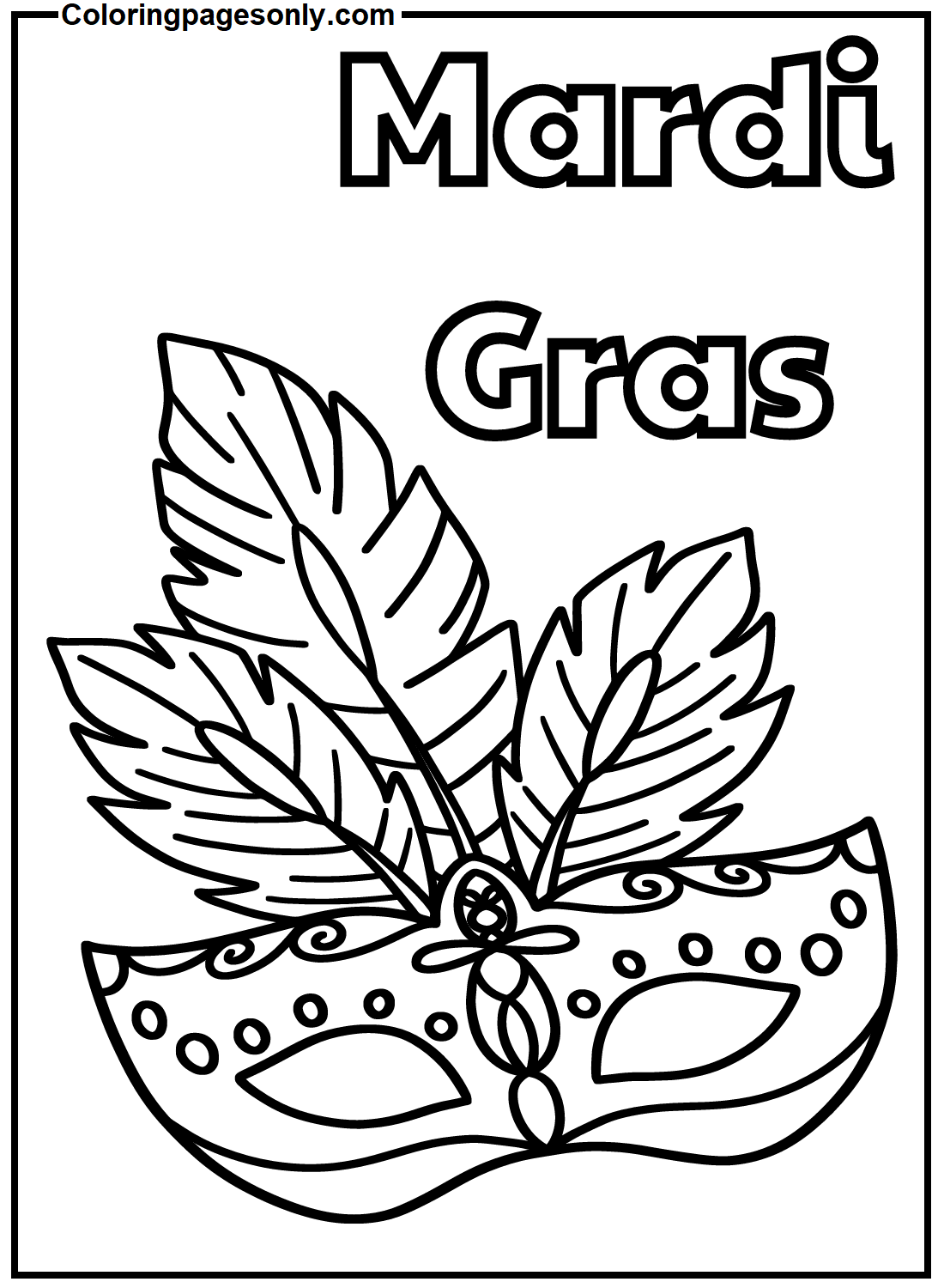 Mardi Gras With Mask Coloring Pages