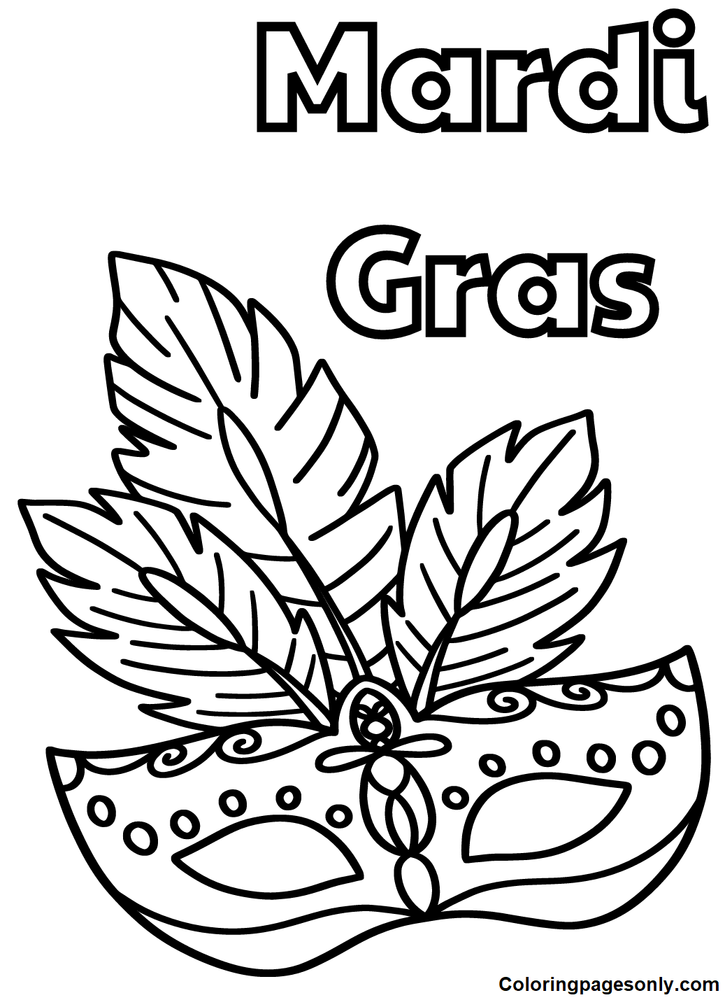 Mardi Gras with Mask Coloring Pages