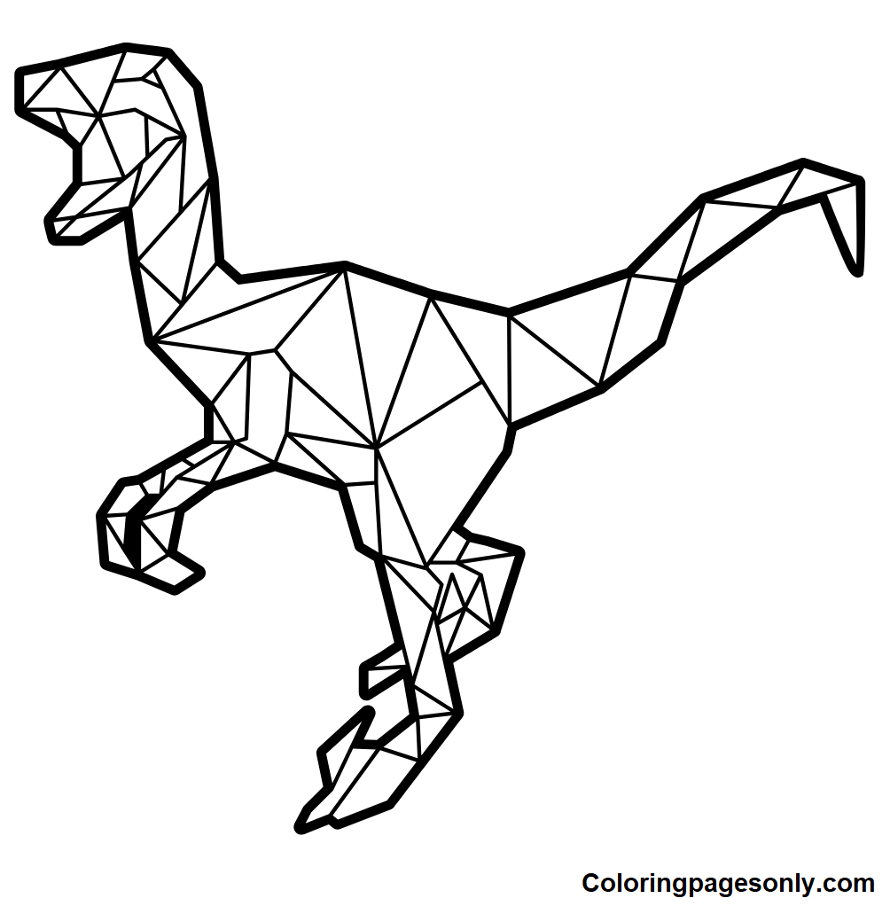 Polygonal Velociraptor Coloring Page