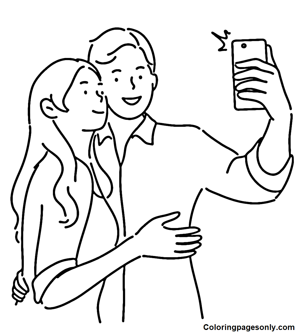 Selfie Image Coloring Page