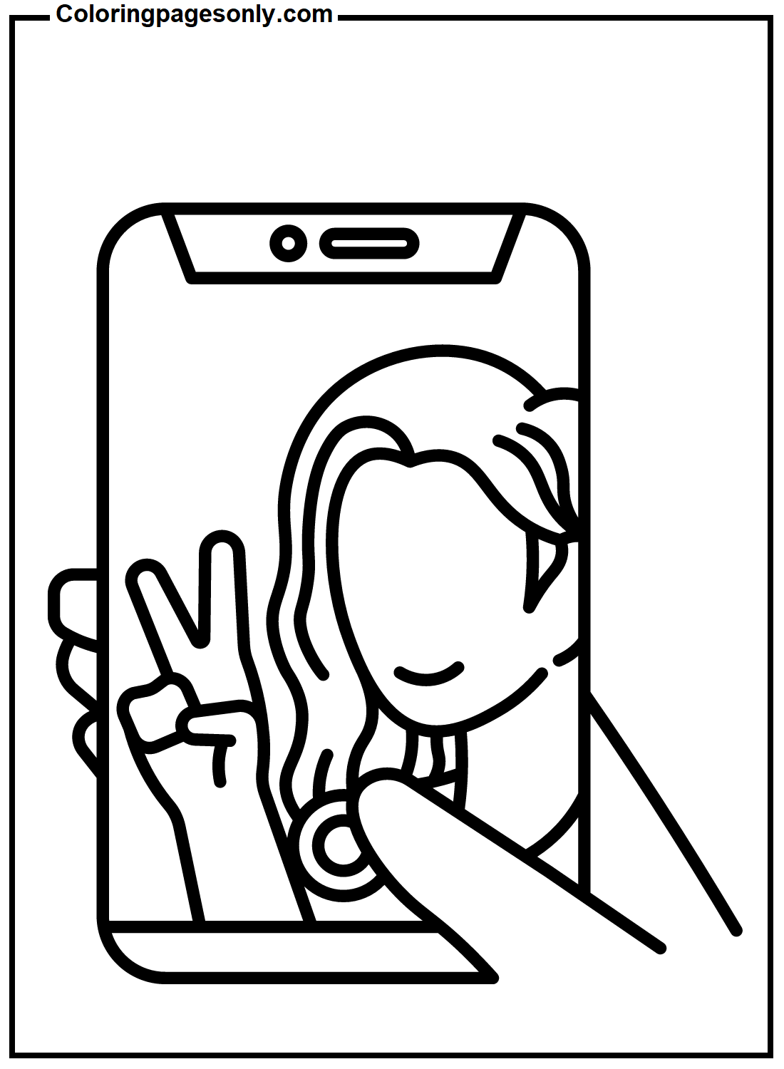 Selfie With Phone Coloring Pages