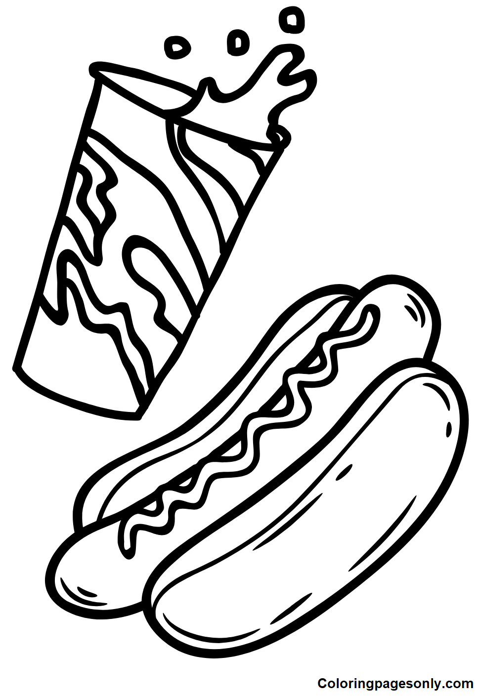 Soda and Hot Dog Coloring Pages