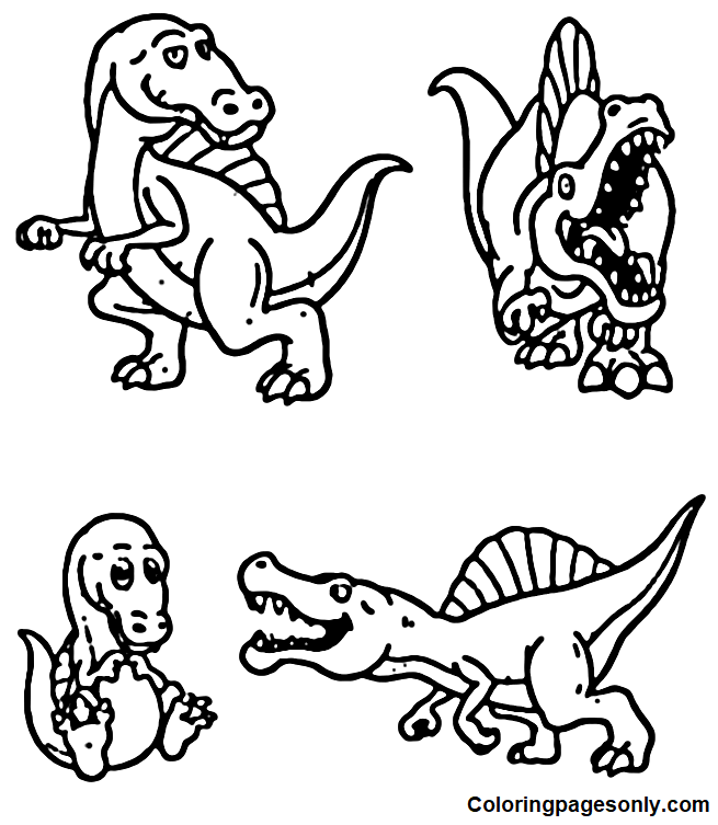 coloriage de dessin animé de spinosaure