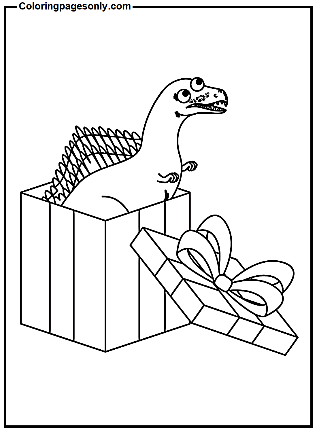 Spinosaurus In Gift Box Coloring Pages