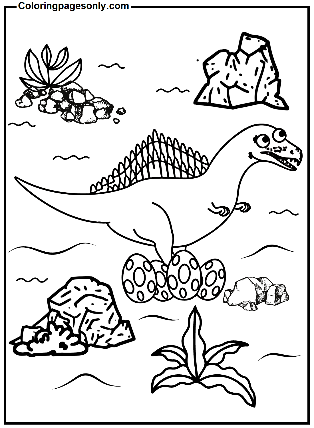 Spinosaurus with Eggs Coloring Pages