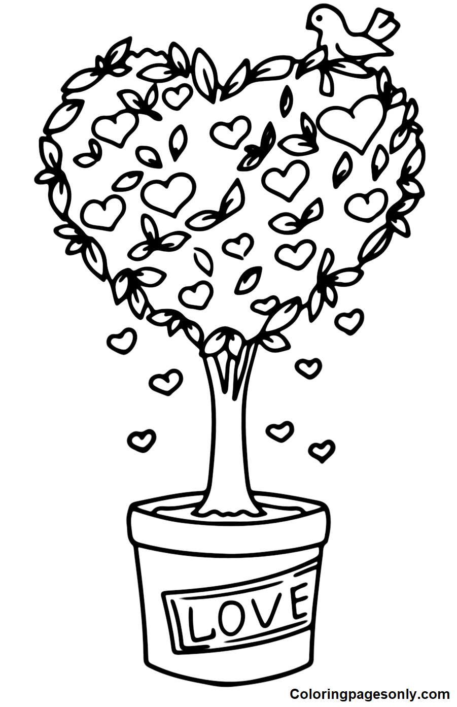 Tree Valentine’s Day Coloring Pages