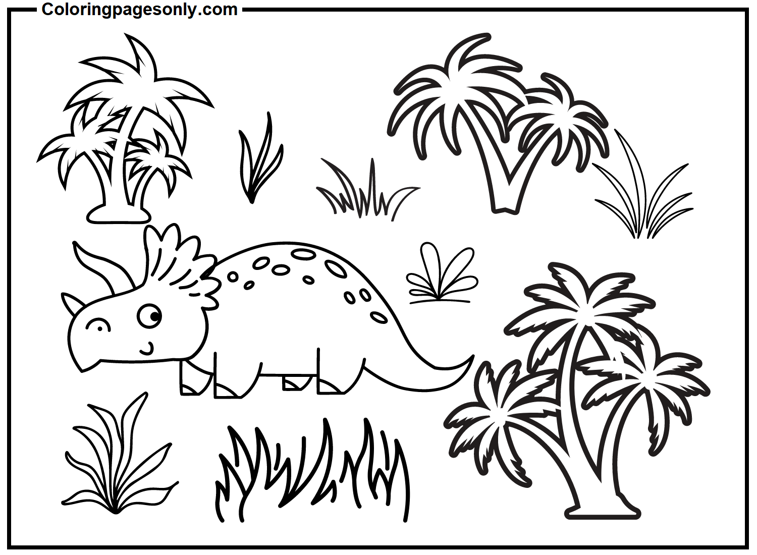 Triceratops In Beautiful Day Coloring Pages