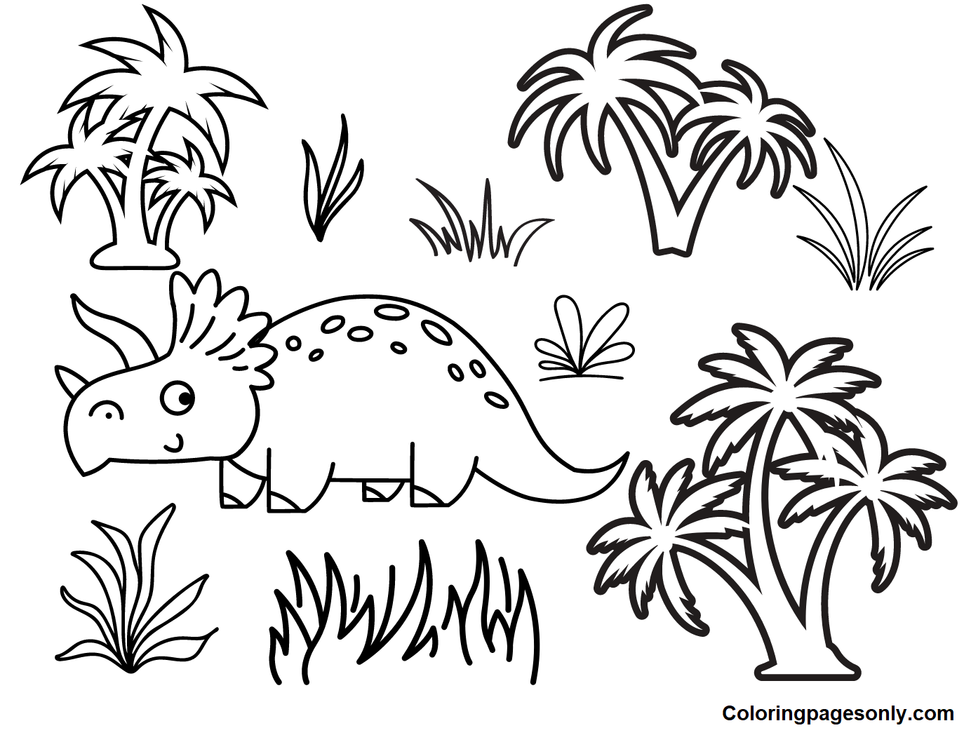 Triceratops in Beautiful Day Coloring Pages