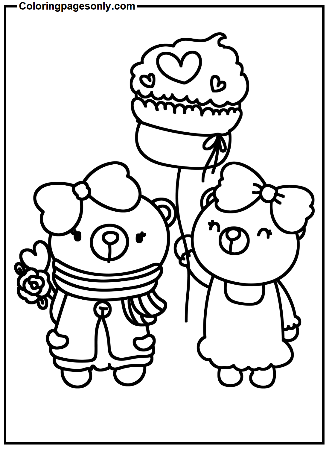Two Bear In Valentine's Day Coloring Pages