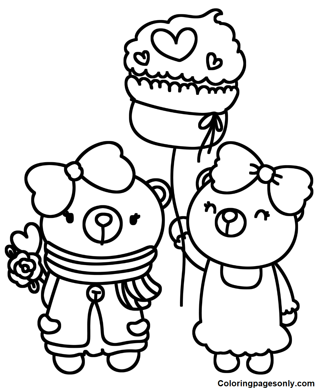 Two Bear in Valentine’s Day Coloring Pages