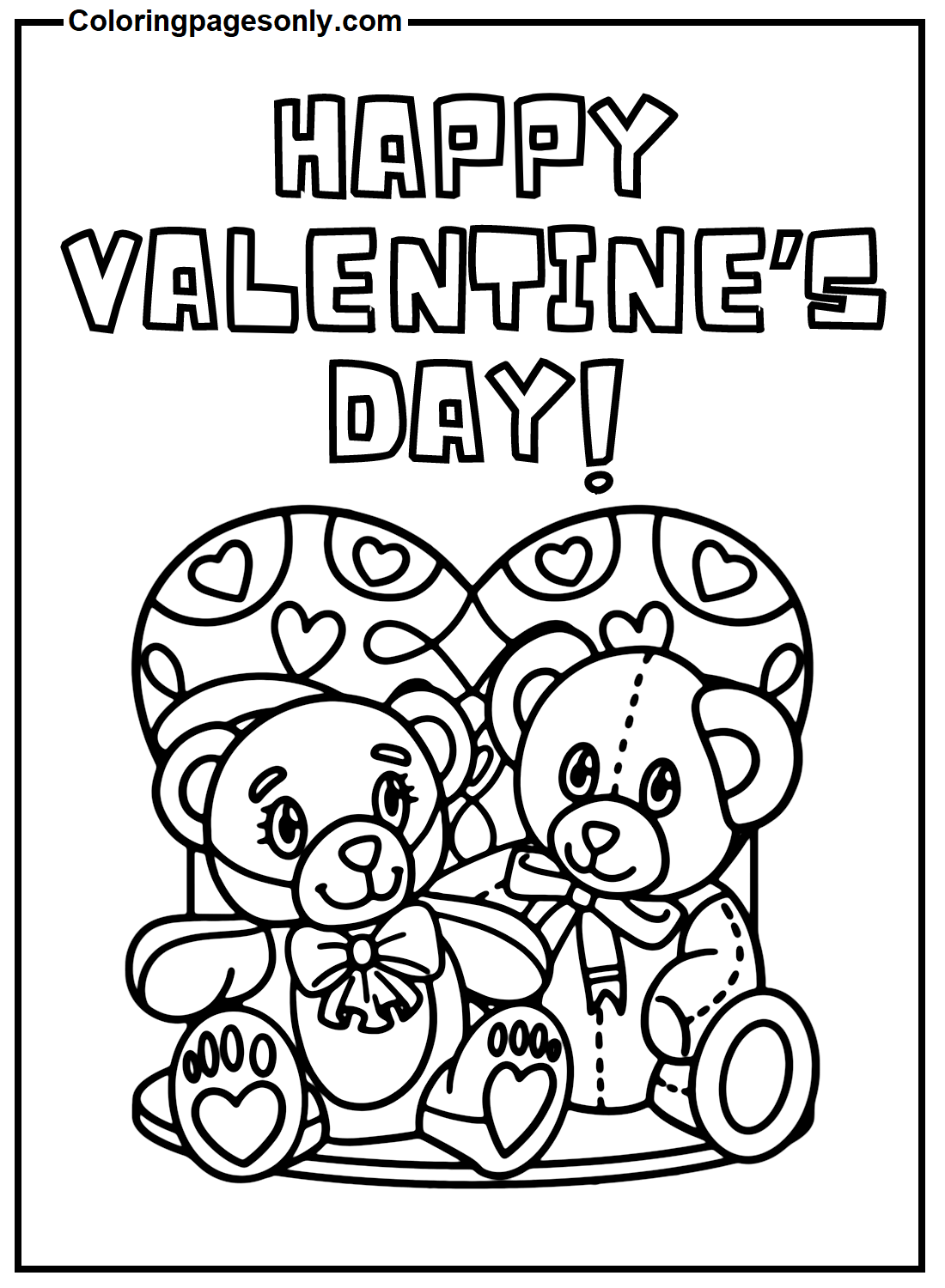 Two Little Bear In Love Valentine's Day Coloring Pages