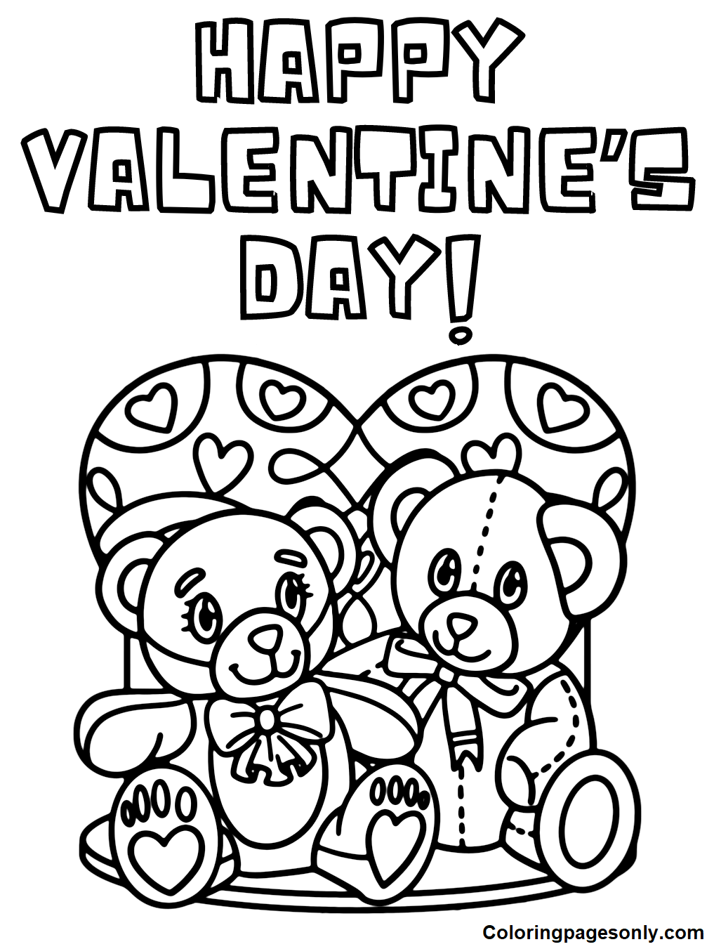Two Little Bear in Love Valentine’s Day Coloring Pages