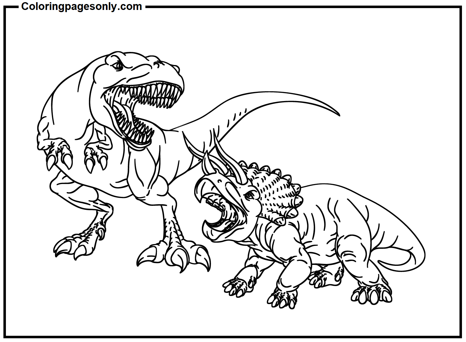 Tyrannosaurus and Triceratops Coloring Page