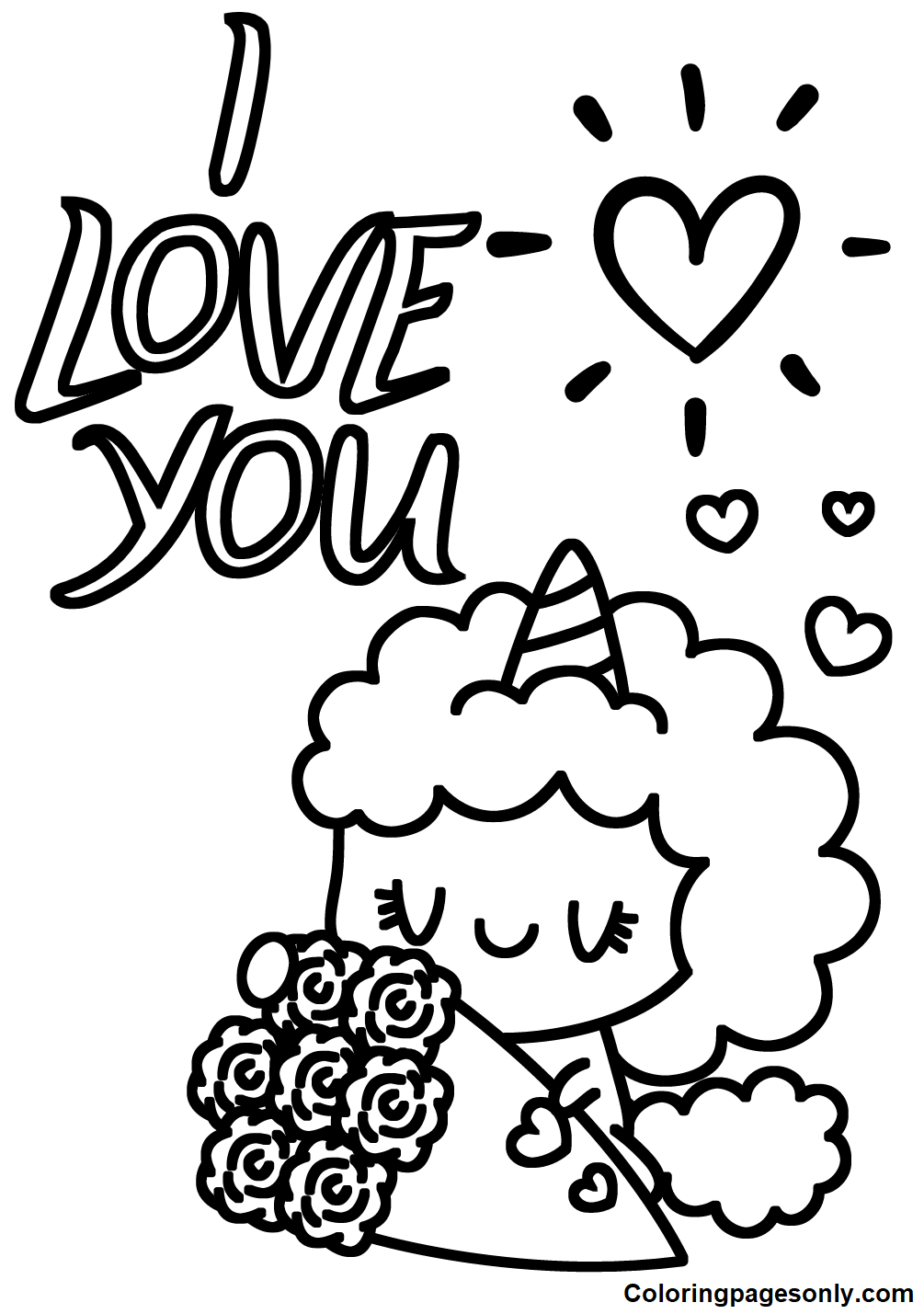 Unicorn Valentine’s Day Coloring Pages