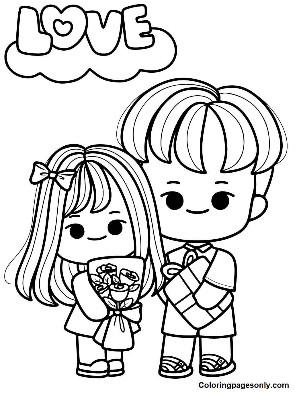 Valentine Boy and Girl Coloring Pages