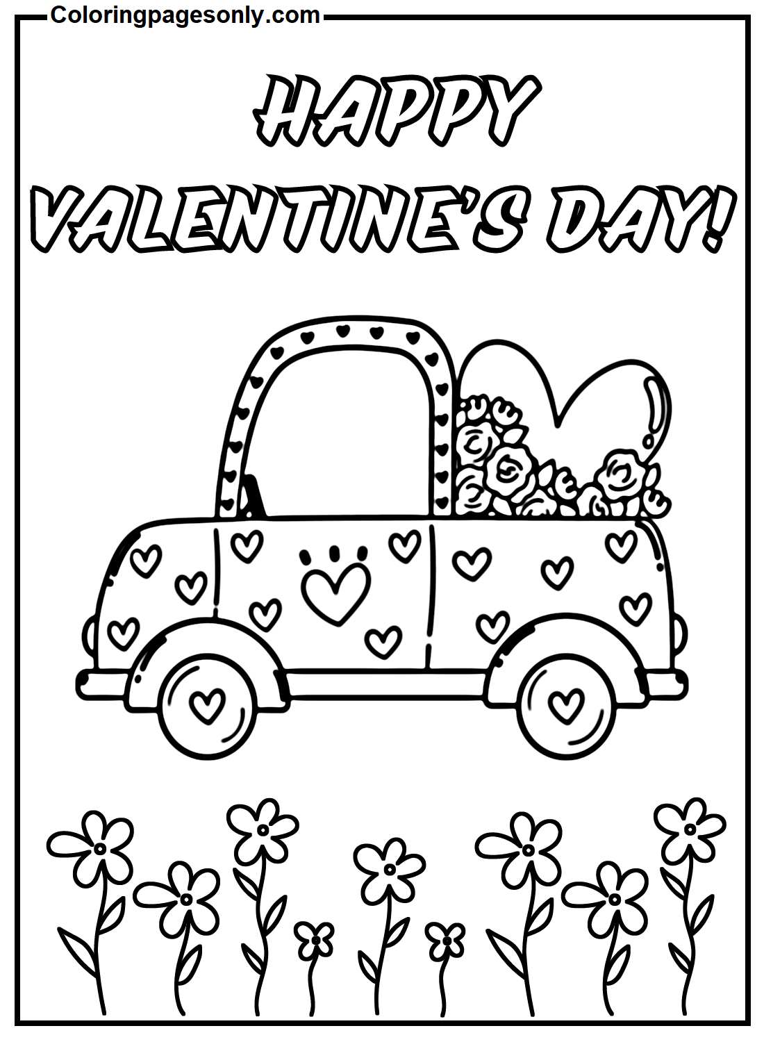 Valentine Car Coloring Pages