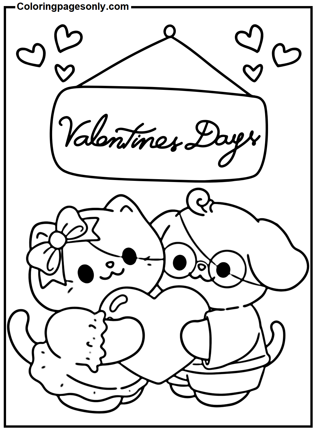 Valentine Cartoon Coloring Pages
