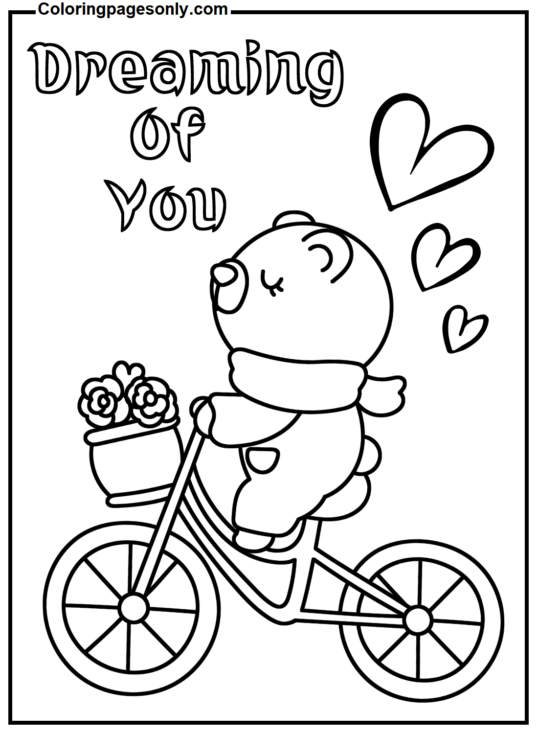 Valentinsbär mit Fahrrad vom Valentinstag