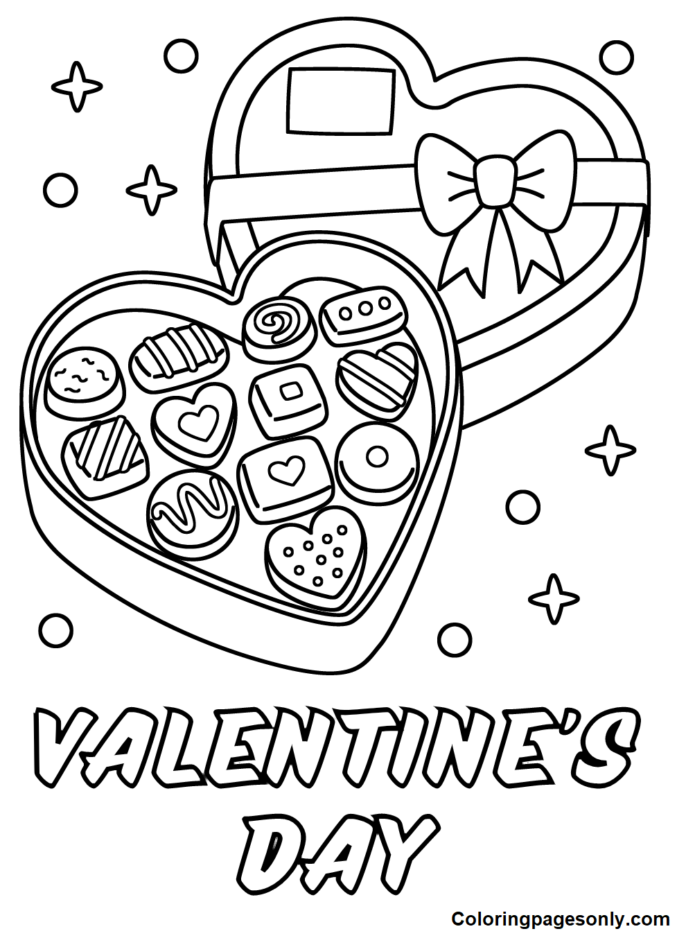 Valentine’s Day Chocolate Heart Coloring Pages