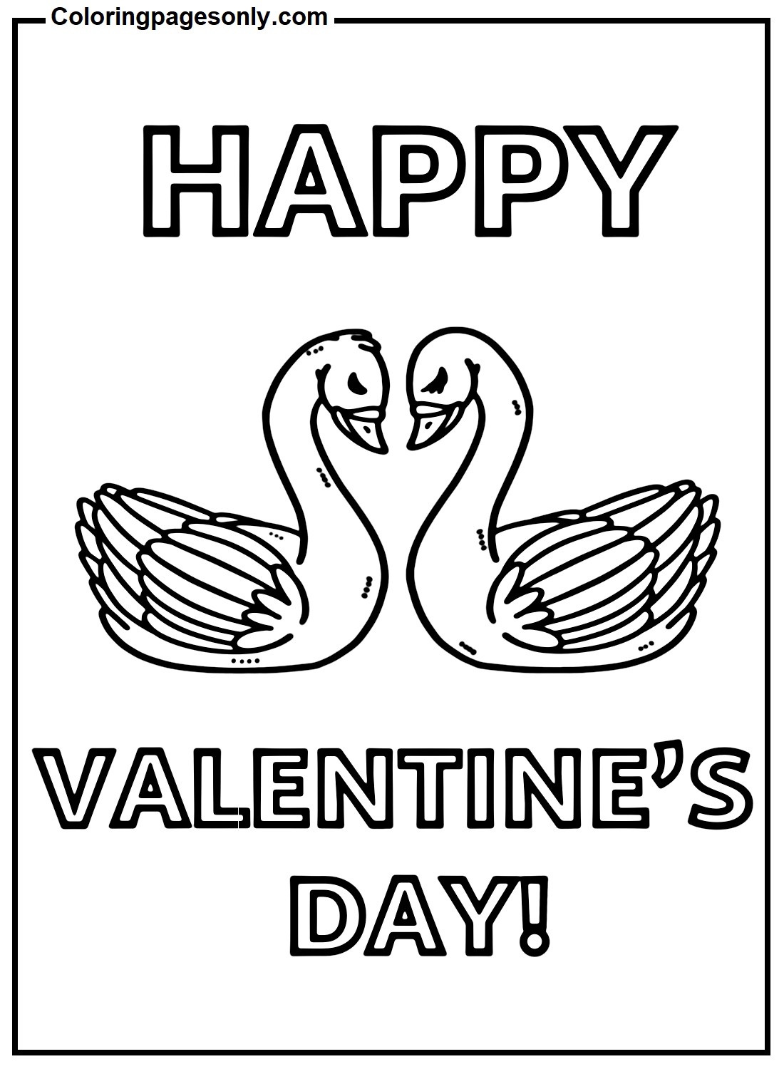 Valentine's Day Love Swans Coloring Pages