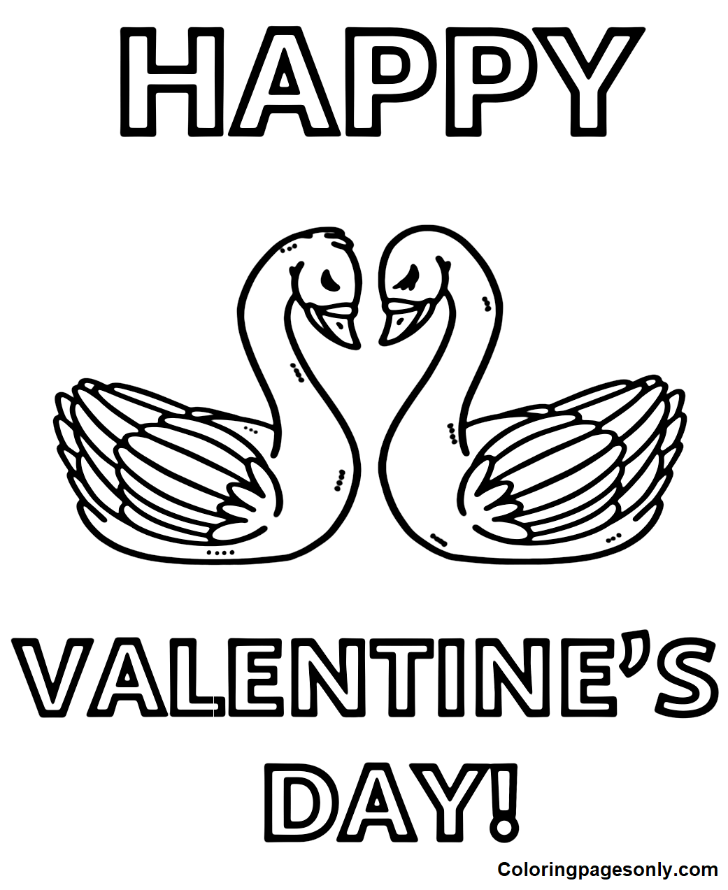 Valentine’s Day Love Swans Coloring Pages