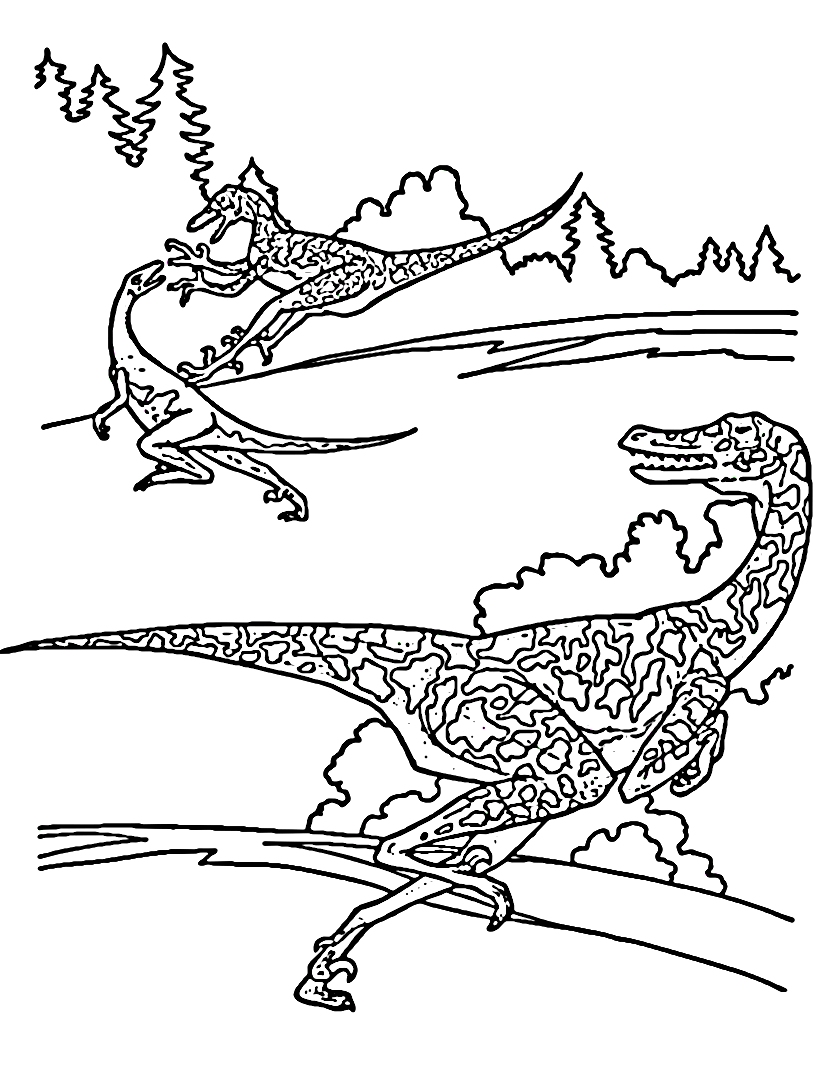 Velociraptor From Dinosaurs Coloring Pages