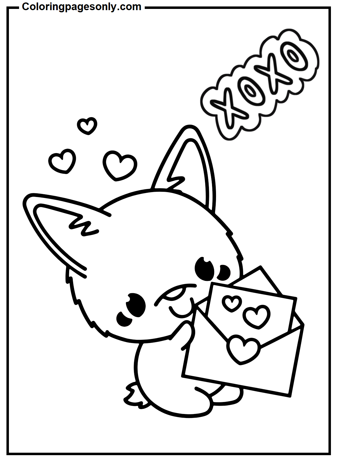 Welsh Corgi In Valentine's Day Coloring Pages