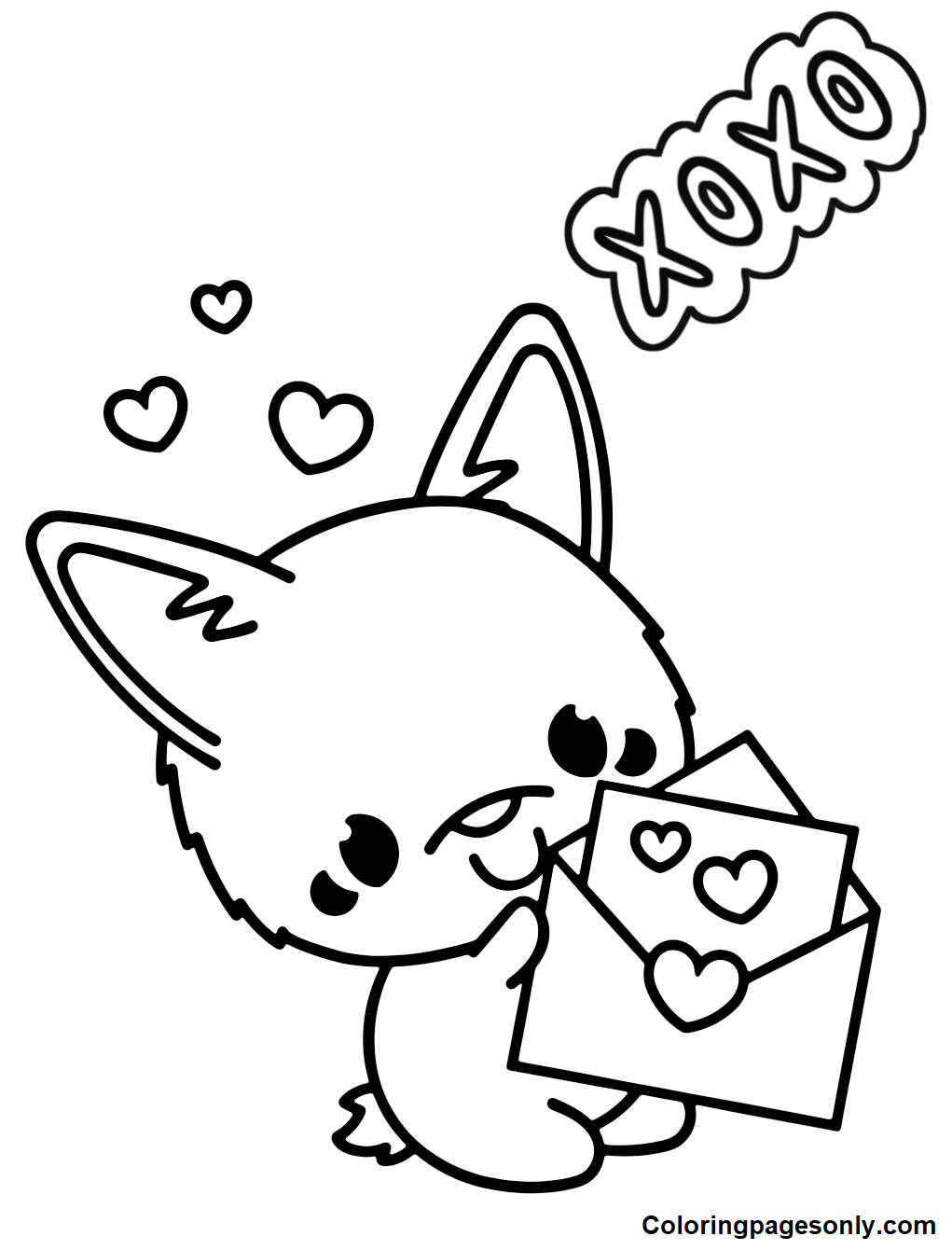 Welsh Corgi in Valentine’s Day Coloring Pages