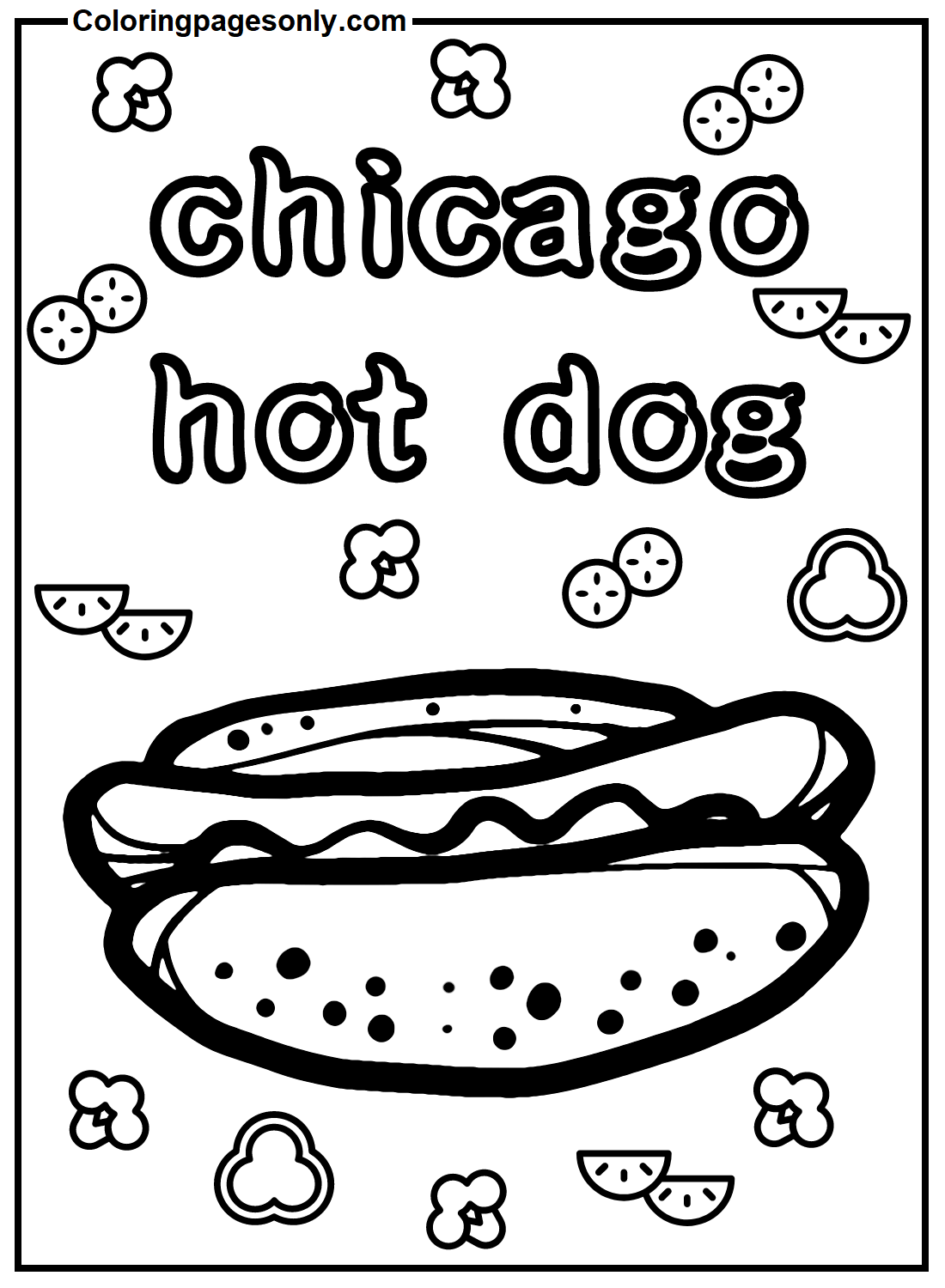Chicago Hot Dog Coloring Page Free Printable Coloring Pages
