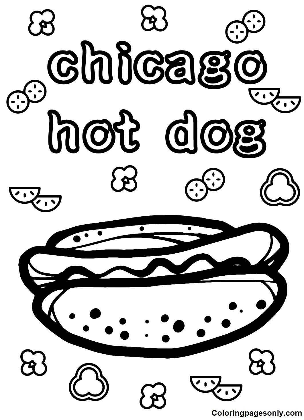 Chicago Hot Dog Coloring Pages