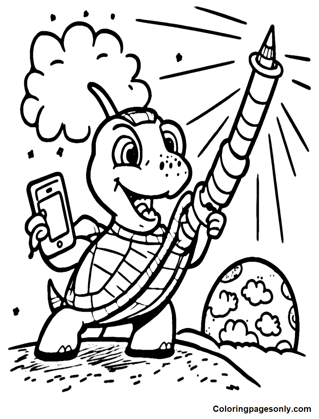 turtle taking selfie Coloring Page